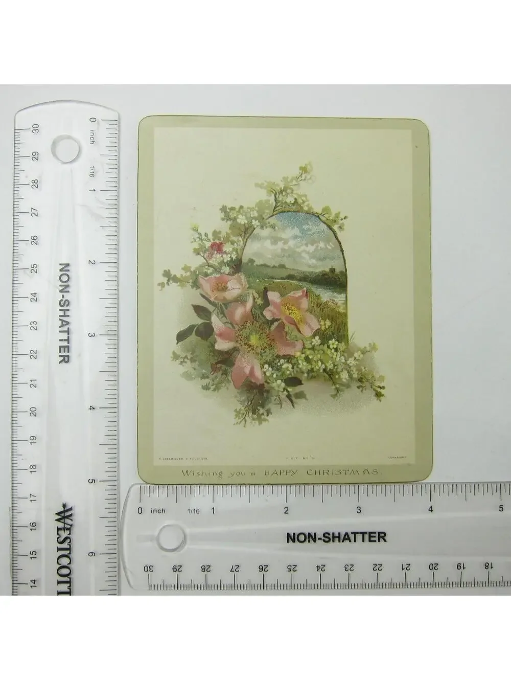 Victorian Christmas Card Flowers Meadow & Spring Hildesheimer & Faulkner Antique